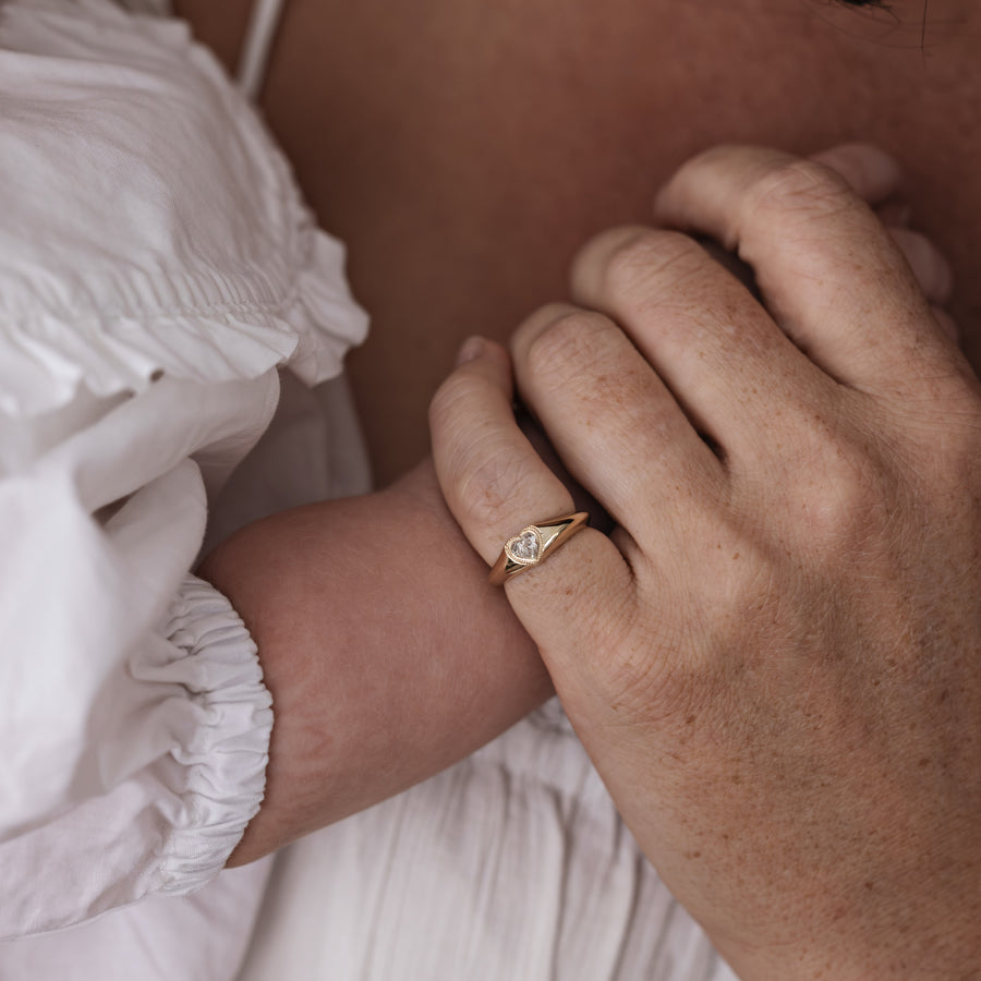 The Romy Ring - Signature Heart Milgrain Signet