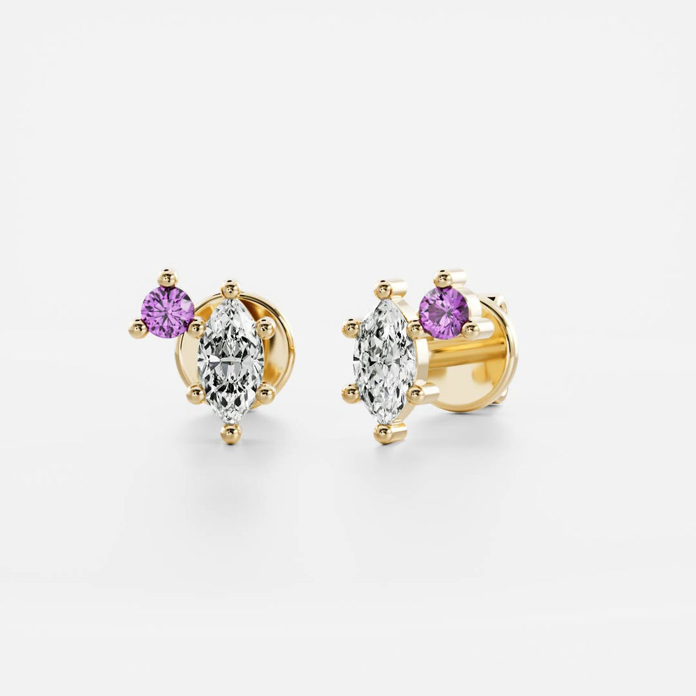 Signature Amethyst Toi Et Moi Birthstone Studs - February