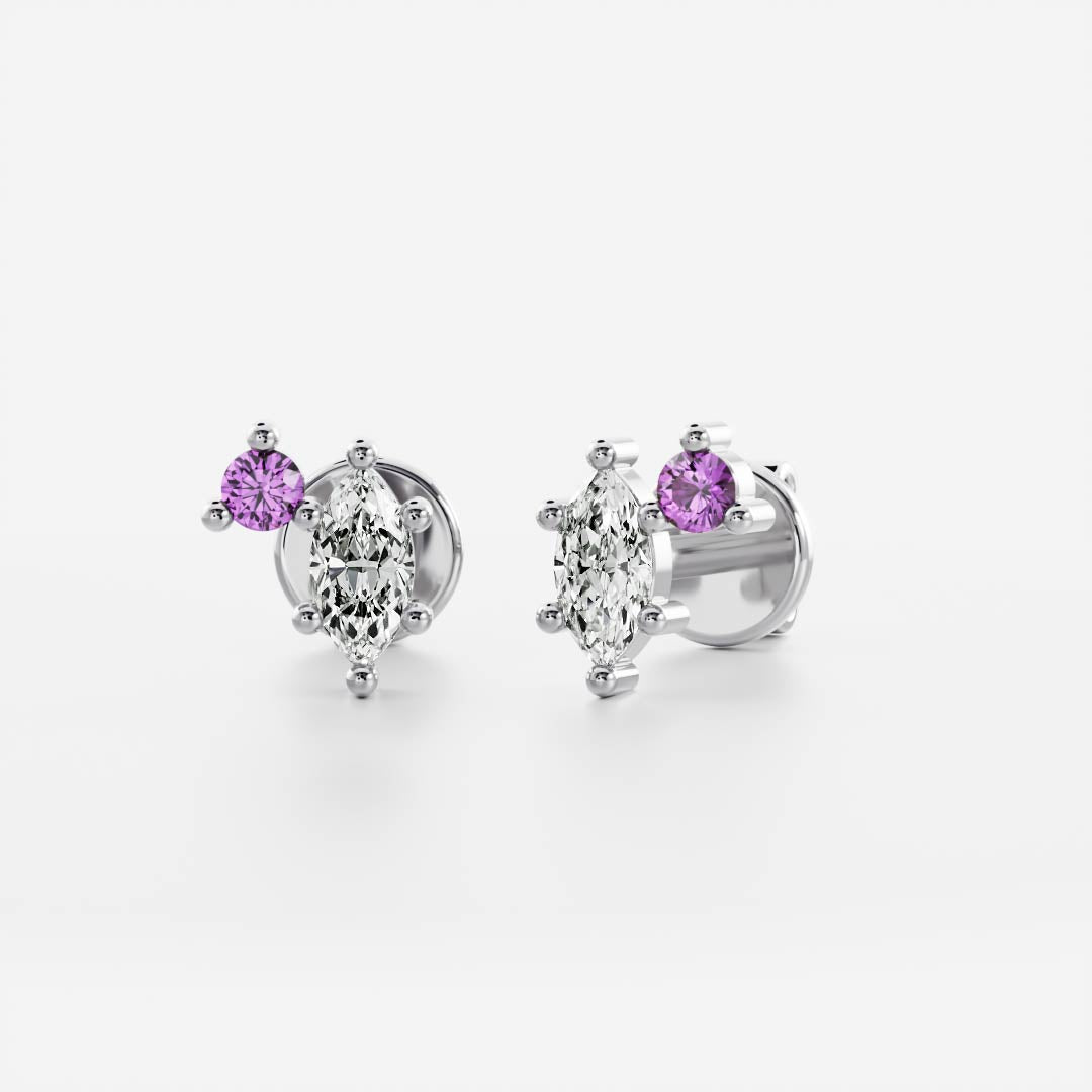 Signature Amethyst Toi Et Moi Birthstone Studs - February