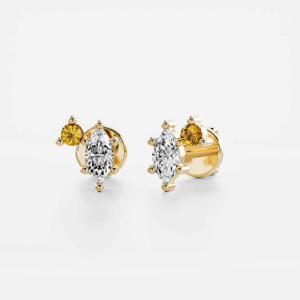 Signature Citrine Toi Et Moi Birthstone Studs - November