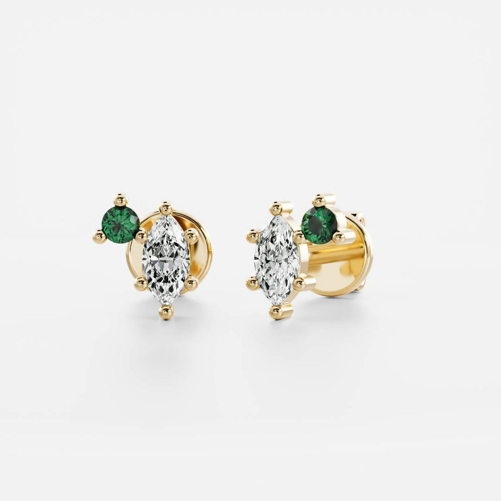 Signature Emerald Toi Et Moi Birthstone Studs - May