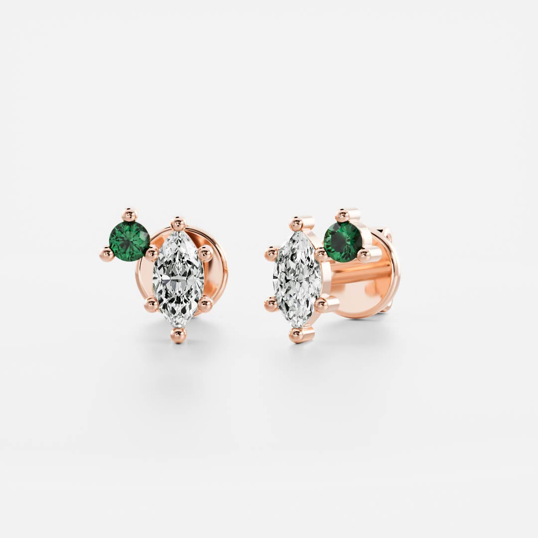 Signature Emerald Toi Et Moi Birthstone Studs - May