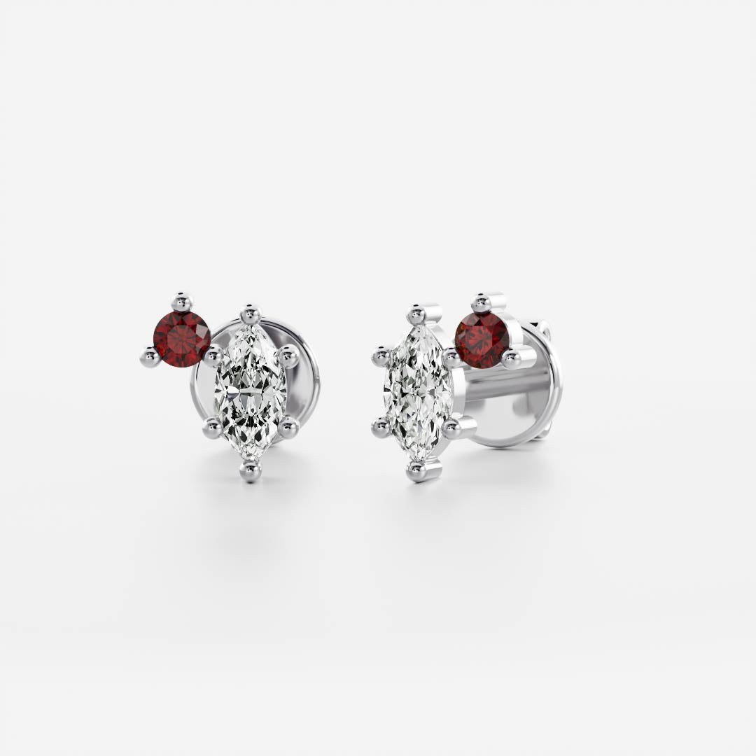 Signature Garnet Toi Et Moi Birthstone Studs - January