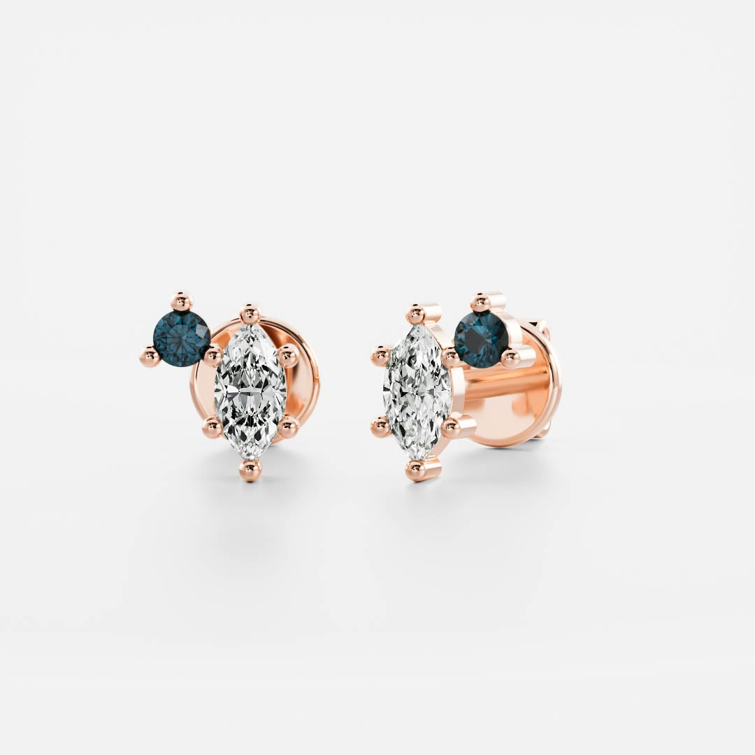 Signature Blue Topaz Toi Et Moi Birthstone Studs - December