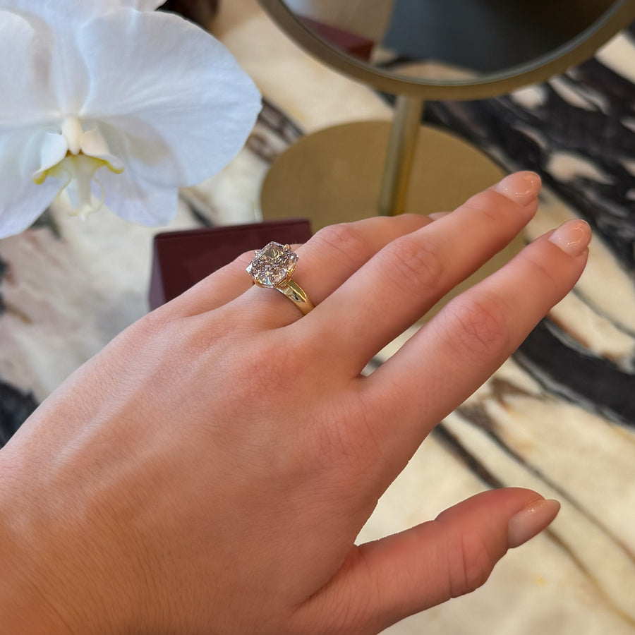 The Elara Ring - 5.00ct Knife Edge Cushion Solitaire