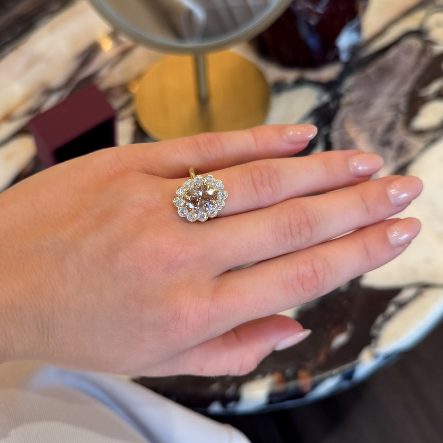 The Solara Ring - 3.00ct Oval Solitaire with Round Bezel Halo