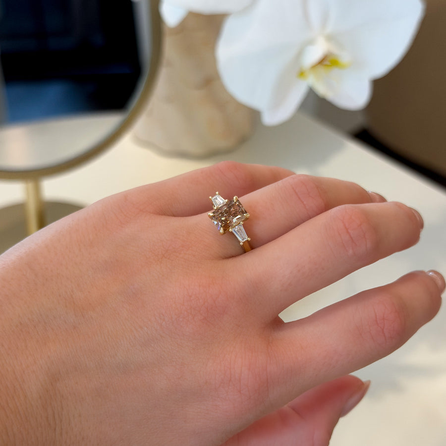 The Elina Ring - 2.02ct Radiant and Tapered Baguette Trilogy