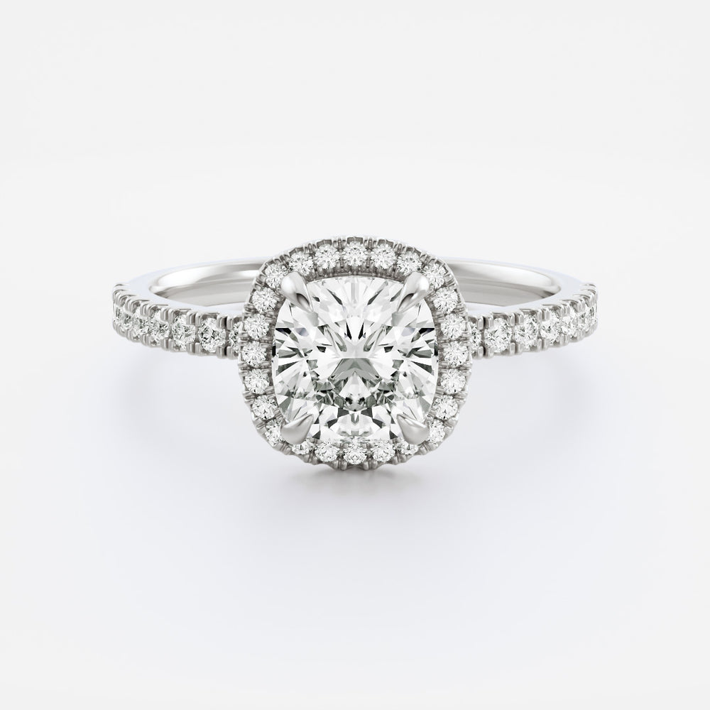 The Paloma Ring - 1.51ct Lab Grown Diamond Square Cushion Halo Solitaire