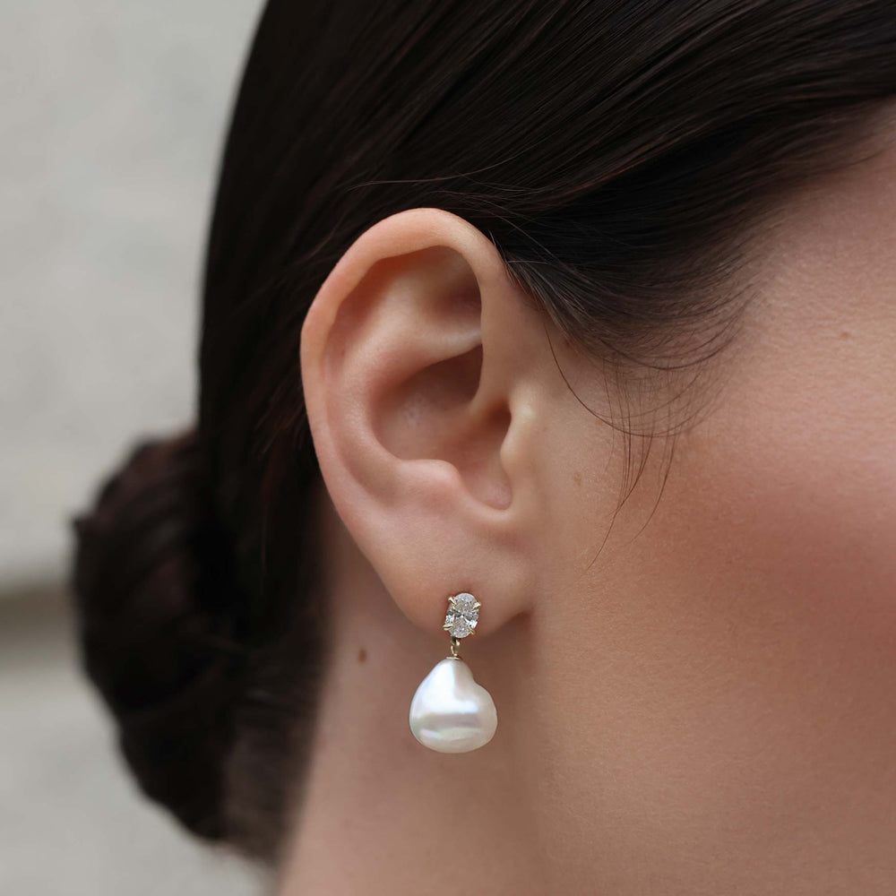 
                      
                        The Angelina Earrings - Keshi Pearl Oval Drop Earrings
                      
                    