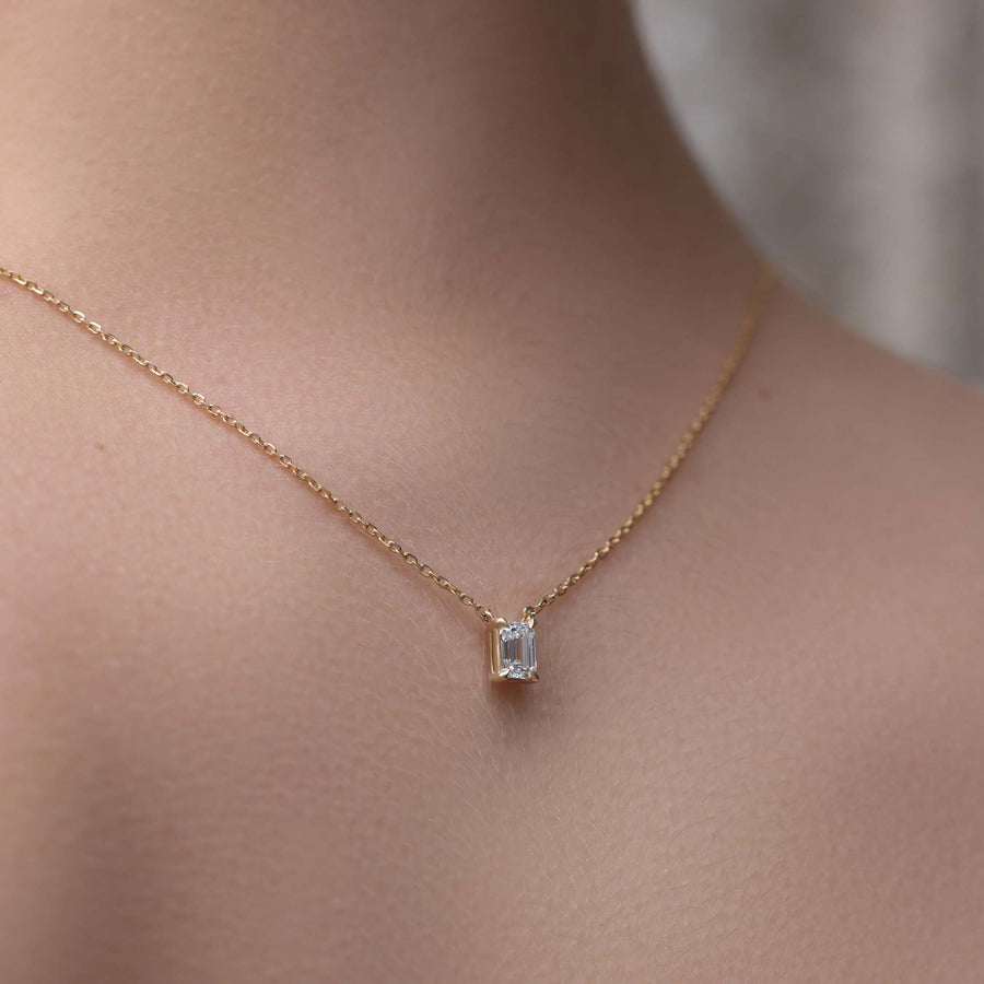 The Iris Necklace - 0.5ct Lab Diamond Emerald Pendant