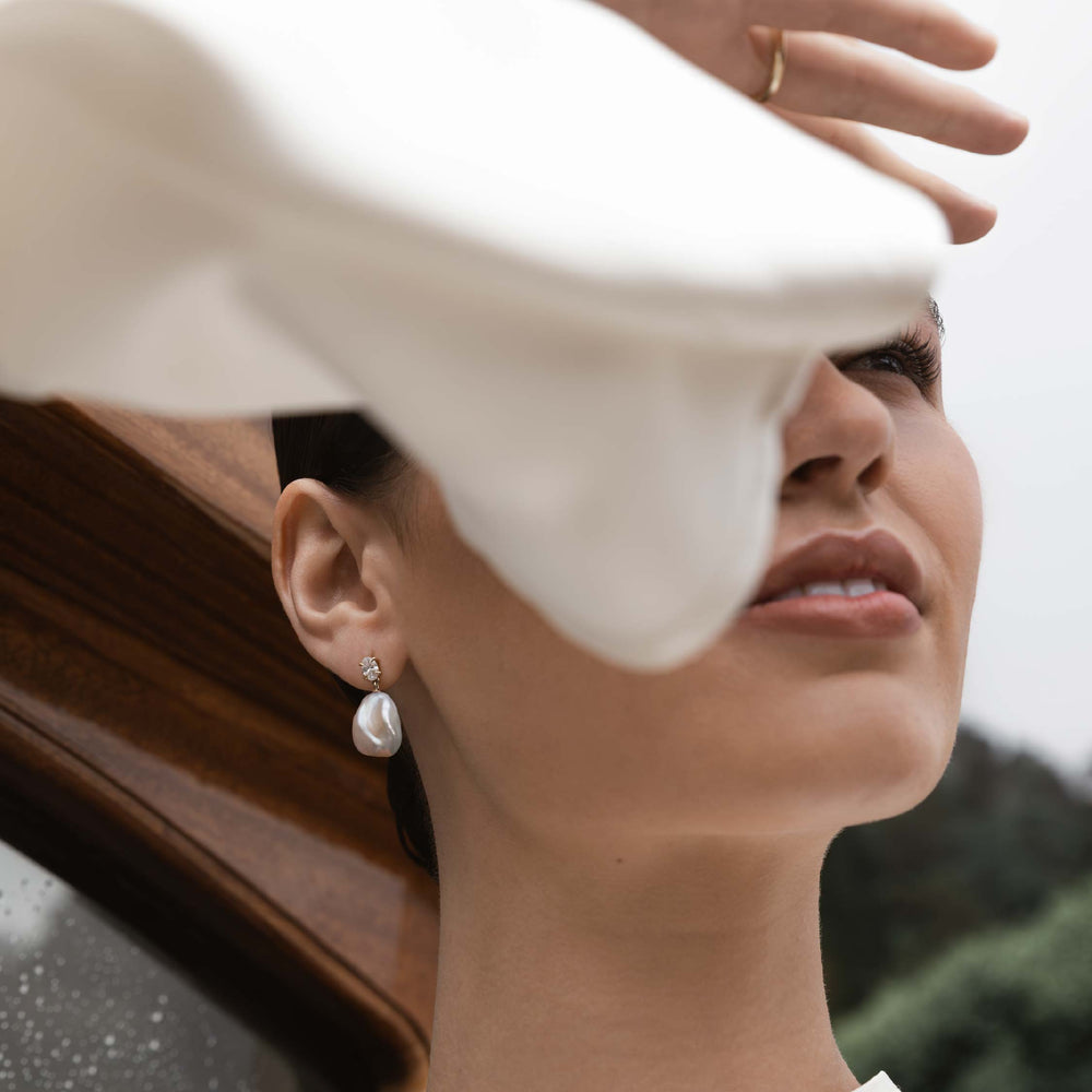 The Angelina Earrings - Keshi Pearl Oval Drop Earrings