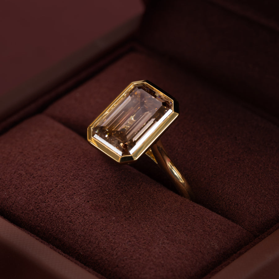 The Alani Ring - 5.27ct Emerald Cathedral Bezel Solitaire