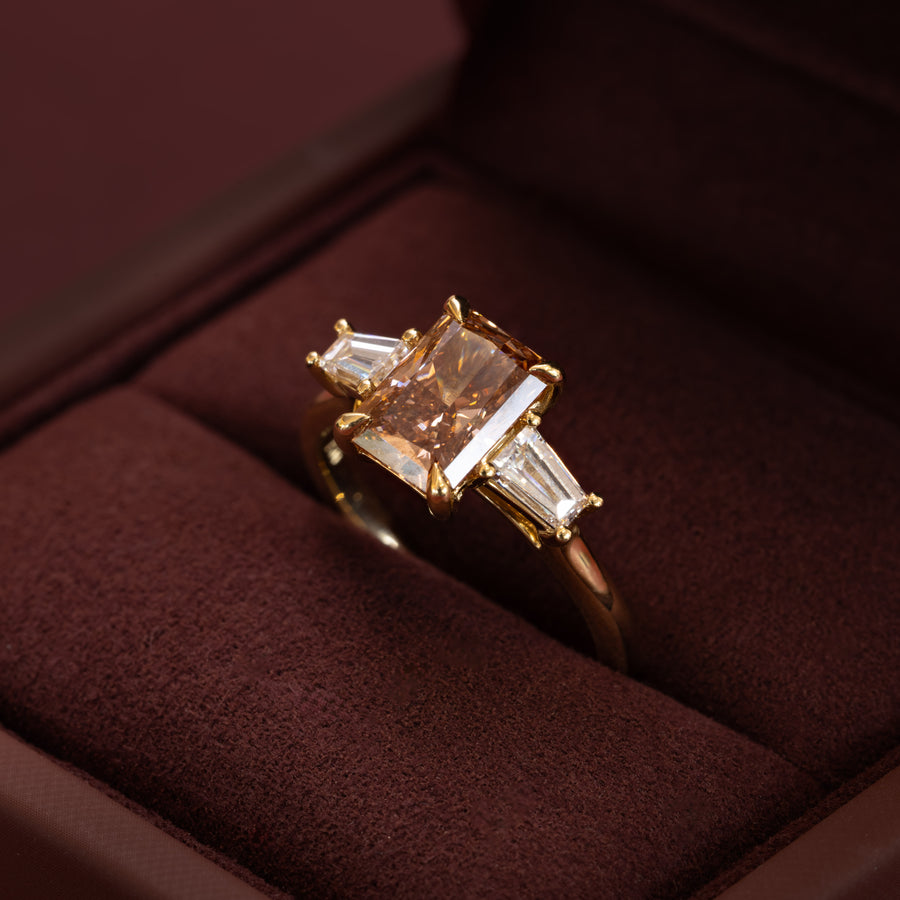The Elina Ring - 2.02ct Radiant and Tapered Baguette Trilogy