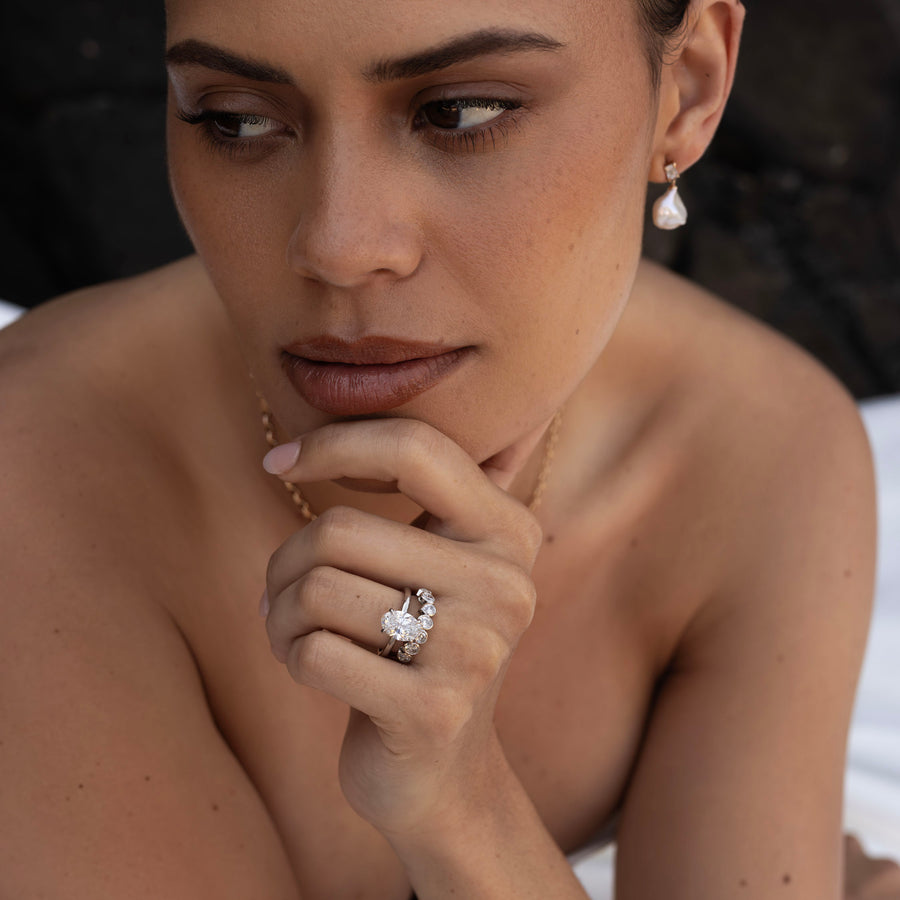 The Harper Ring - Pear and Oval Bezel Wedding Ring