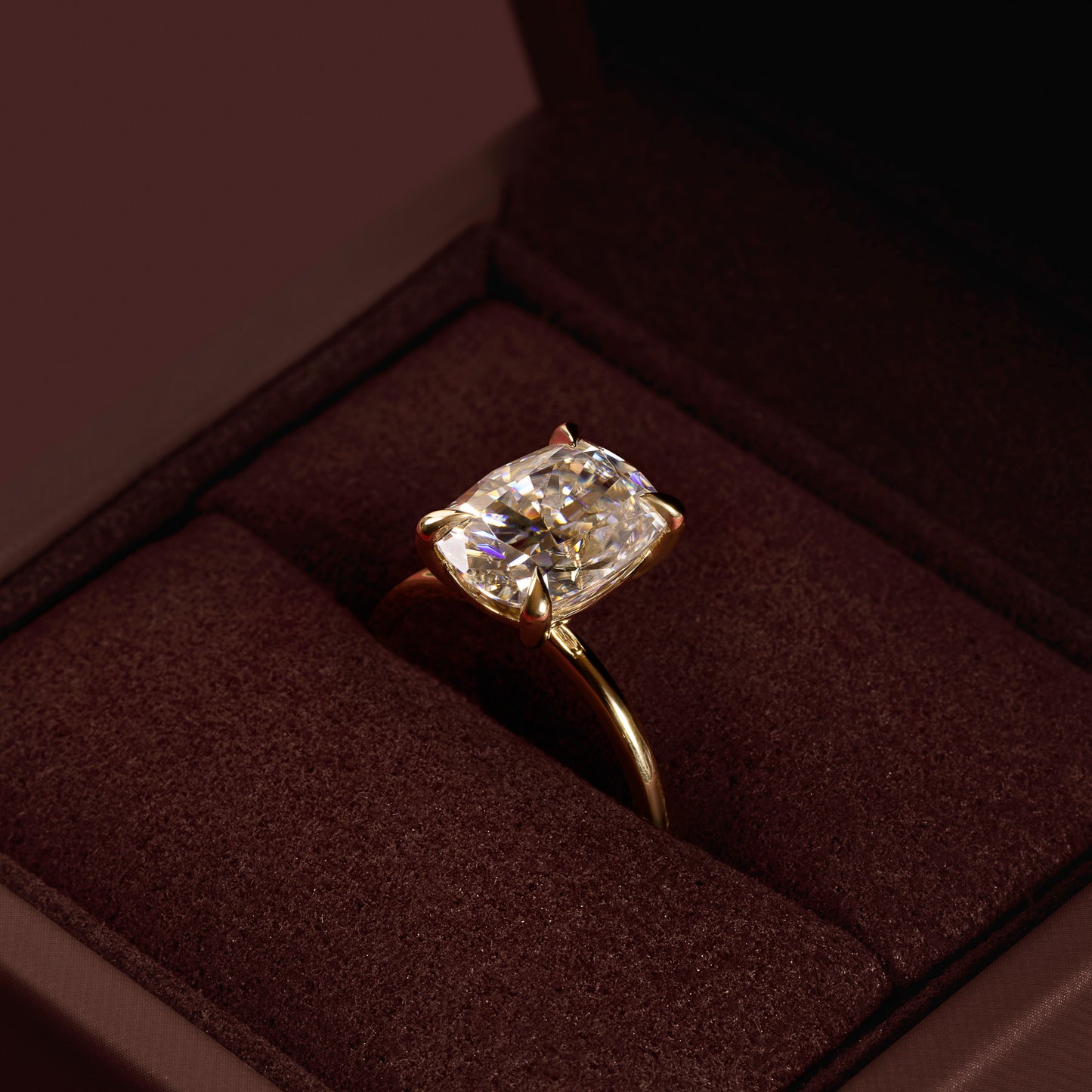 The Ophelia Ring - 4.2ct Moissanite Elongated Cushion Solitaire