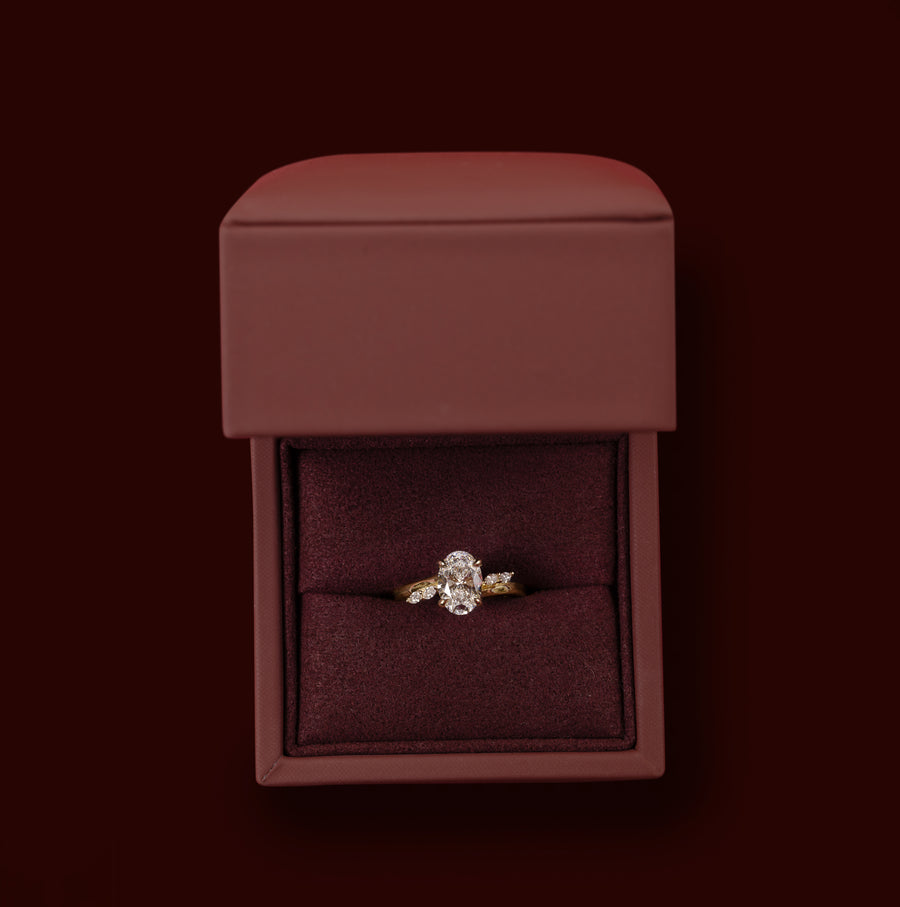 The Amira Ring™ - 1.60ct Lab Diamond Oval with Marquise Accents