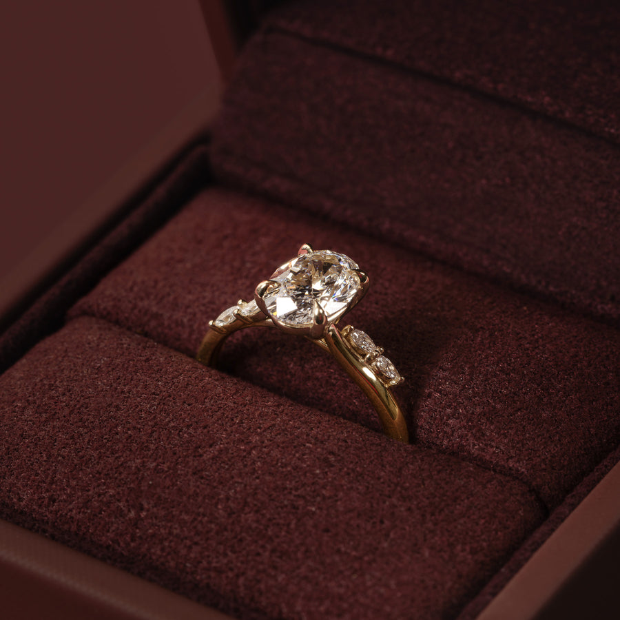 The Amira Ring™ - 1.60ct Lab Diamond Oval with Marquise Accents