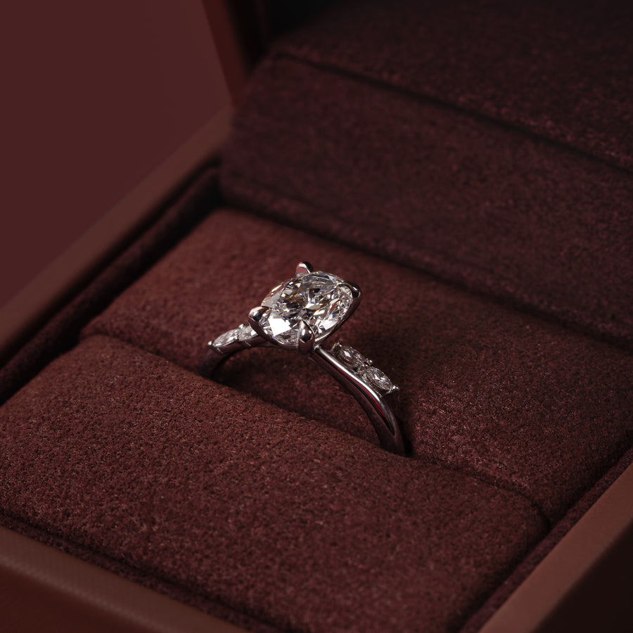 The Amira Ring™ - 1.54ct Lab Diamond Oval with Marquise Accents