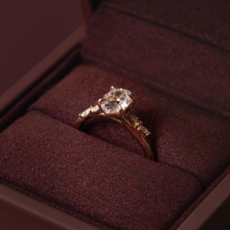 The Amira Ring™ - 1.02ct Lab Diamond Oval with Marquise Accents