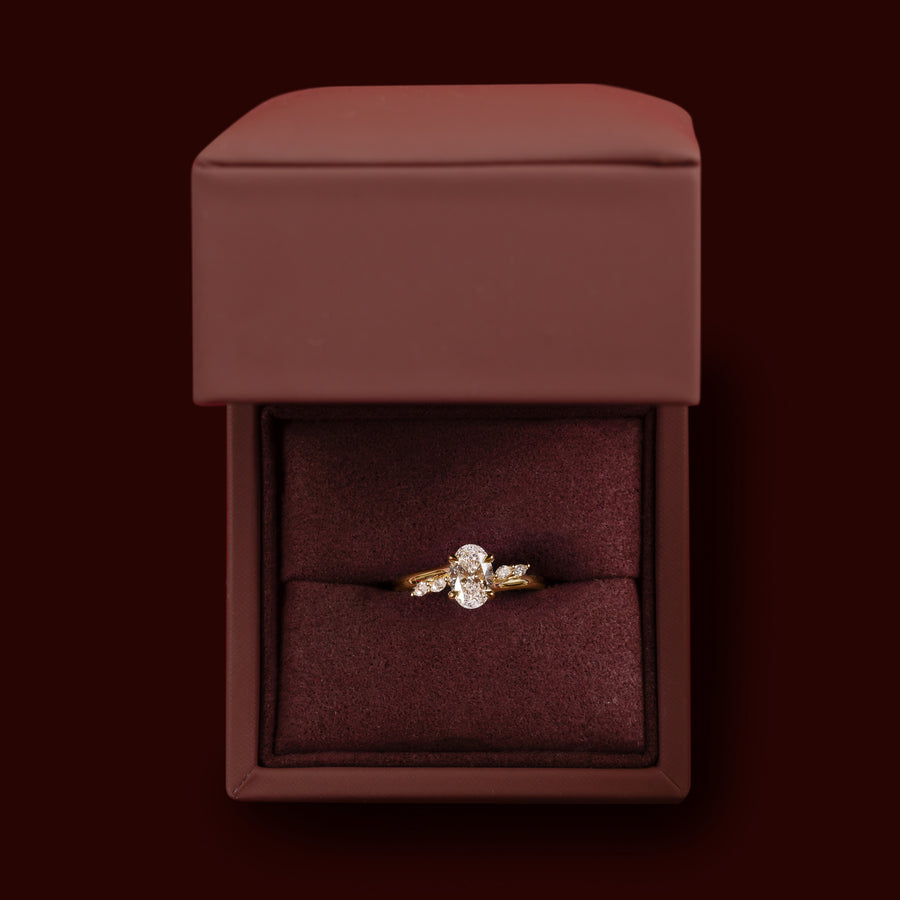 The Amira Ring™ - 1.02ct Lab Diamond Oval with Marquise Accents