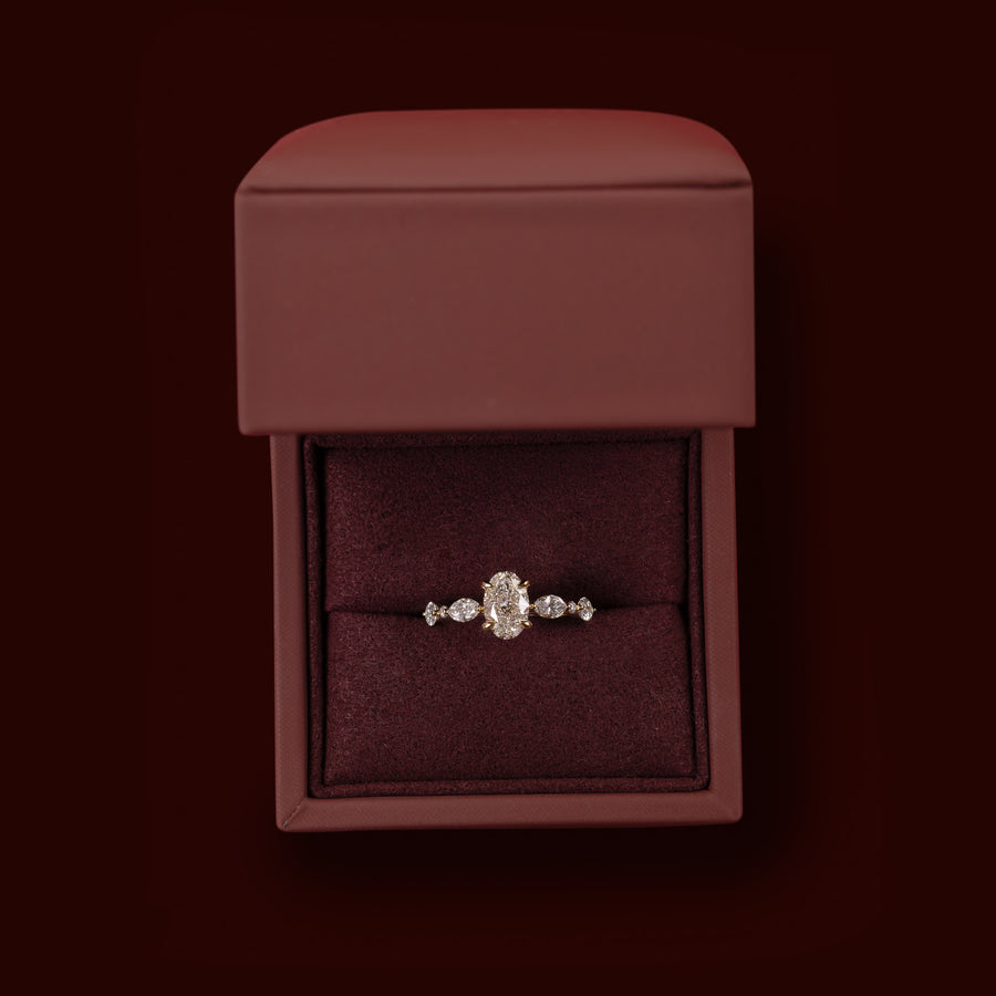 The Avery Ring - 1.54ct Lab Diamond Oval Solitaire with Marquise and Round Band