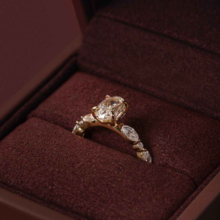 The Avery Ring - 1.54ct Lab Diamond Oval Solitaire with Marquise and Round Band
