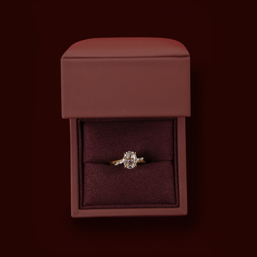 The Amira Ring - 2.1ct Moissanite Oval with Marquise Accents