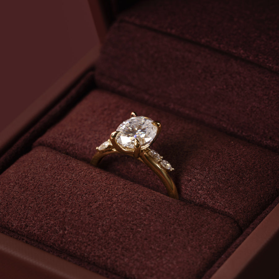 The Amira Ring - 2.1ct Moissanite Oval with Marquise Accents