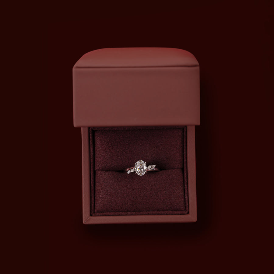 The Amira Ring - 1.5ct Moissanite Oval with Marquise Accents