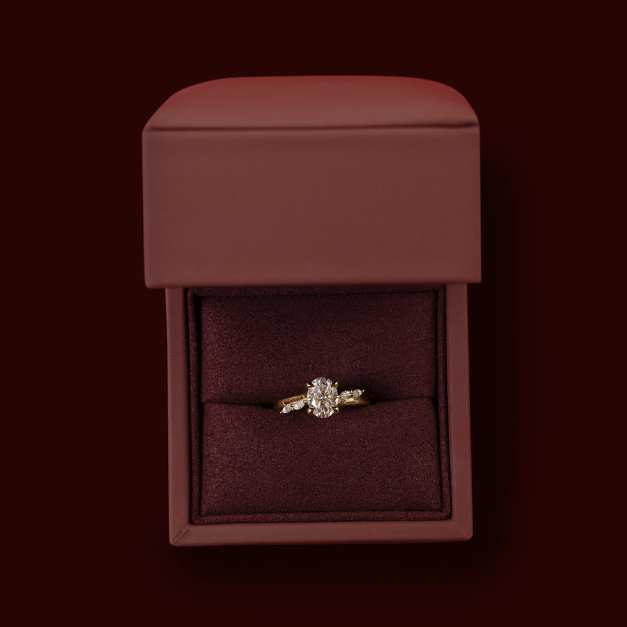 The Amira Ring - 1.5ct Moissanite Oval with Marquise Accents