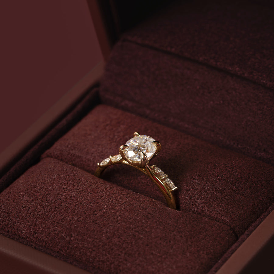 The Amira Ring - 1.5ct Moissanite Oval with Marquise Accents