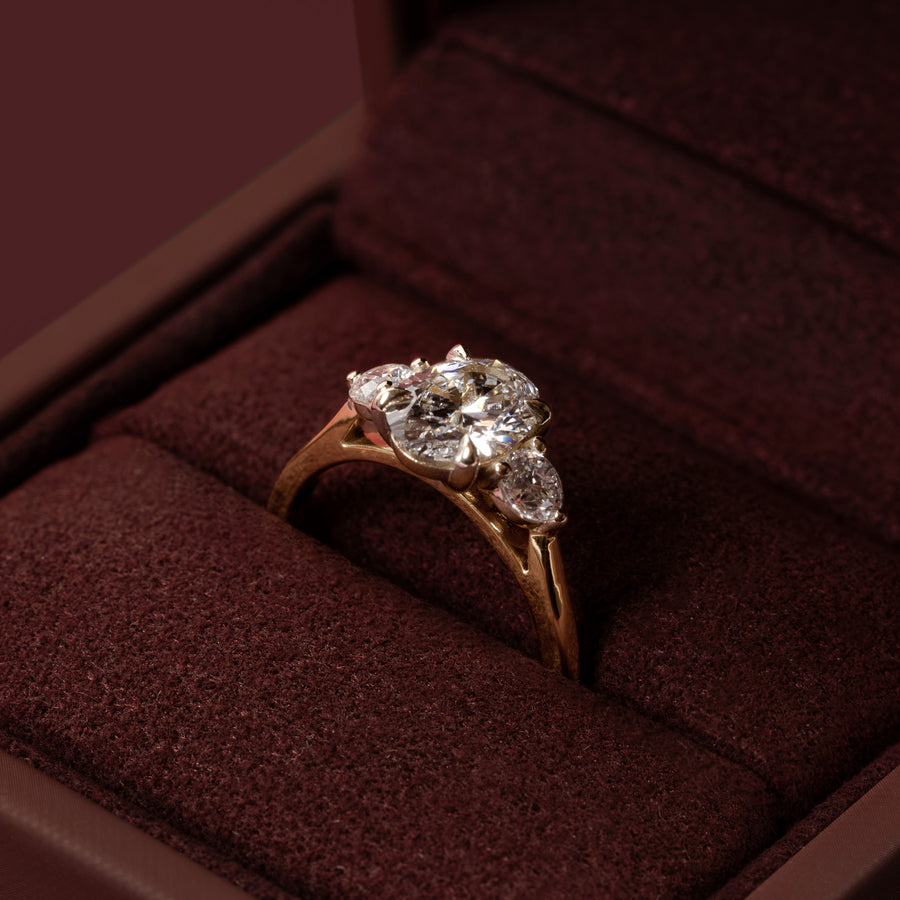 The Blaire Ring - 1.51ct Lab Diamond Oval & Round Trilogy