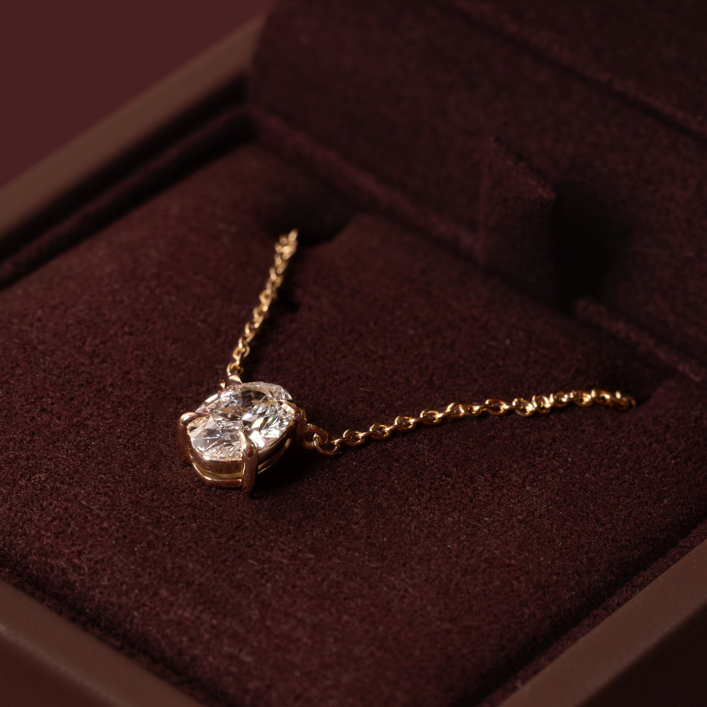 The Iris Necklace - 1.01ct Lab Diamond Oval Pendant