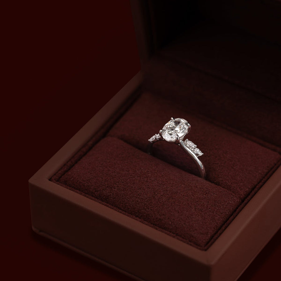 The Amira Ring™ - 1.55ct Lab Diamond Oval with Marquise Accents