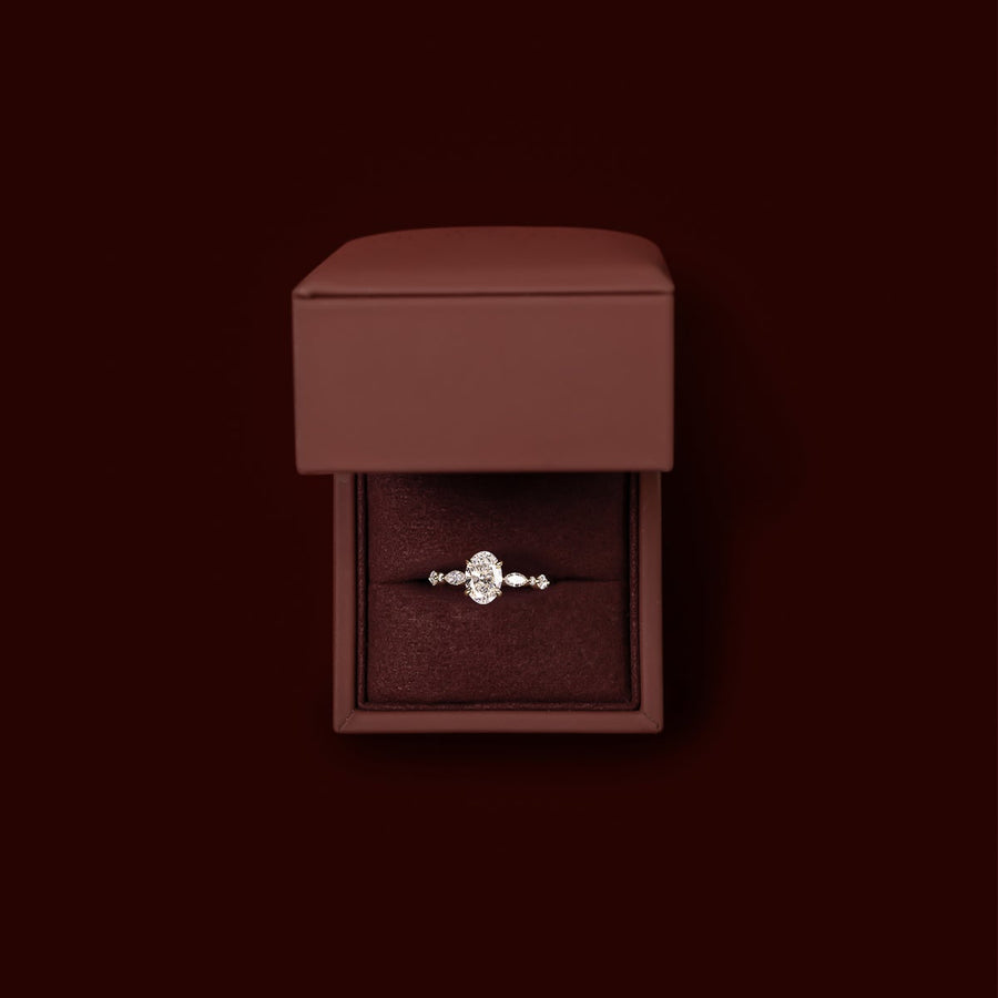 The Avery Ring - 1.53ct Lab Diamond Oval Solitaire with Marquise and Round Band