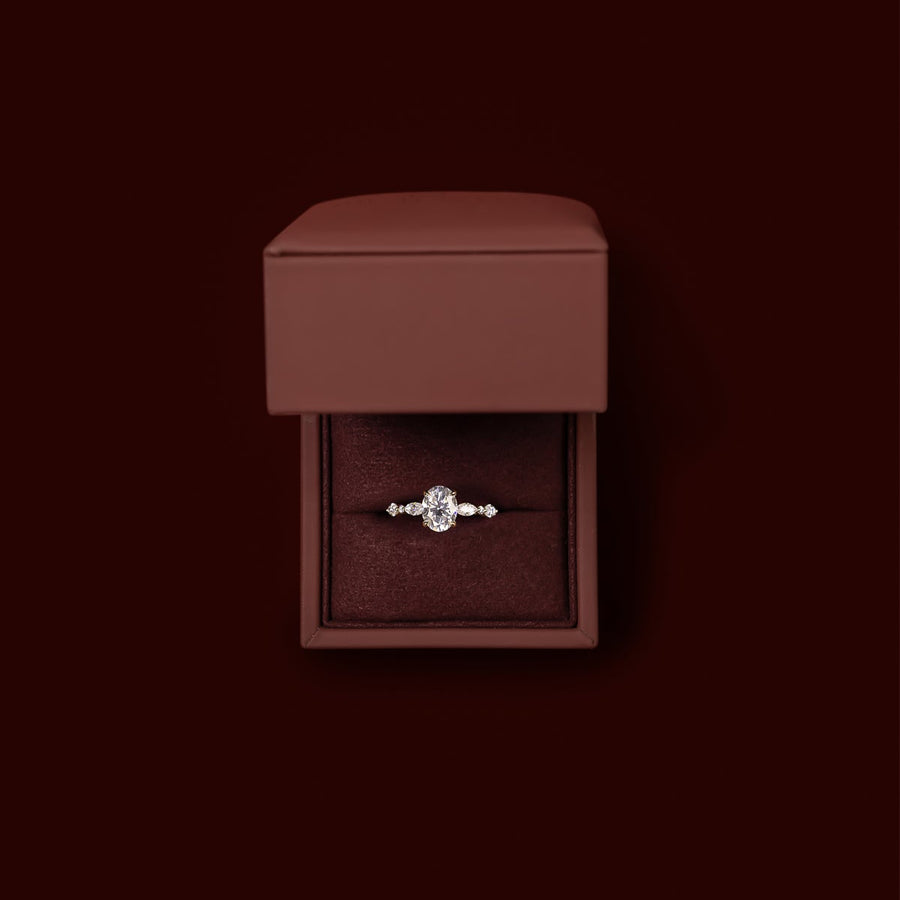 The Avery Ring - 2.1ct Moissanite Oval Solitaire with Marquise and Round Band