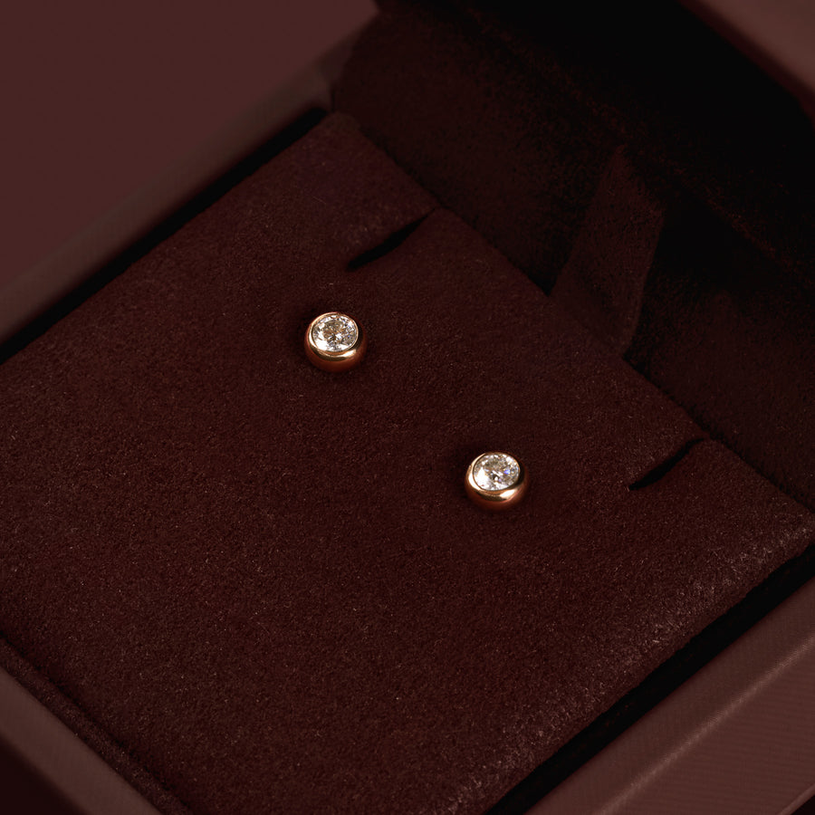 The Vera Earrings - 0.1ct Moissanite Round Bezel Studs