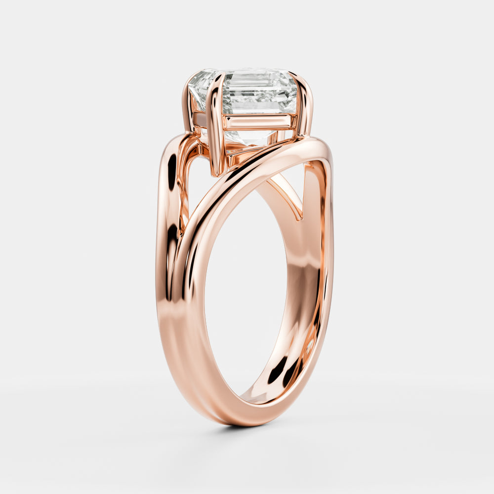 
                      
                        The Aleasa Ring - Split Shank East-West Asscher Solitaire
                      
                    
