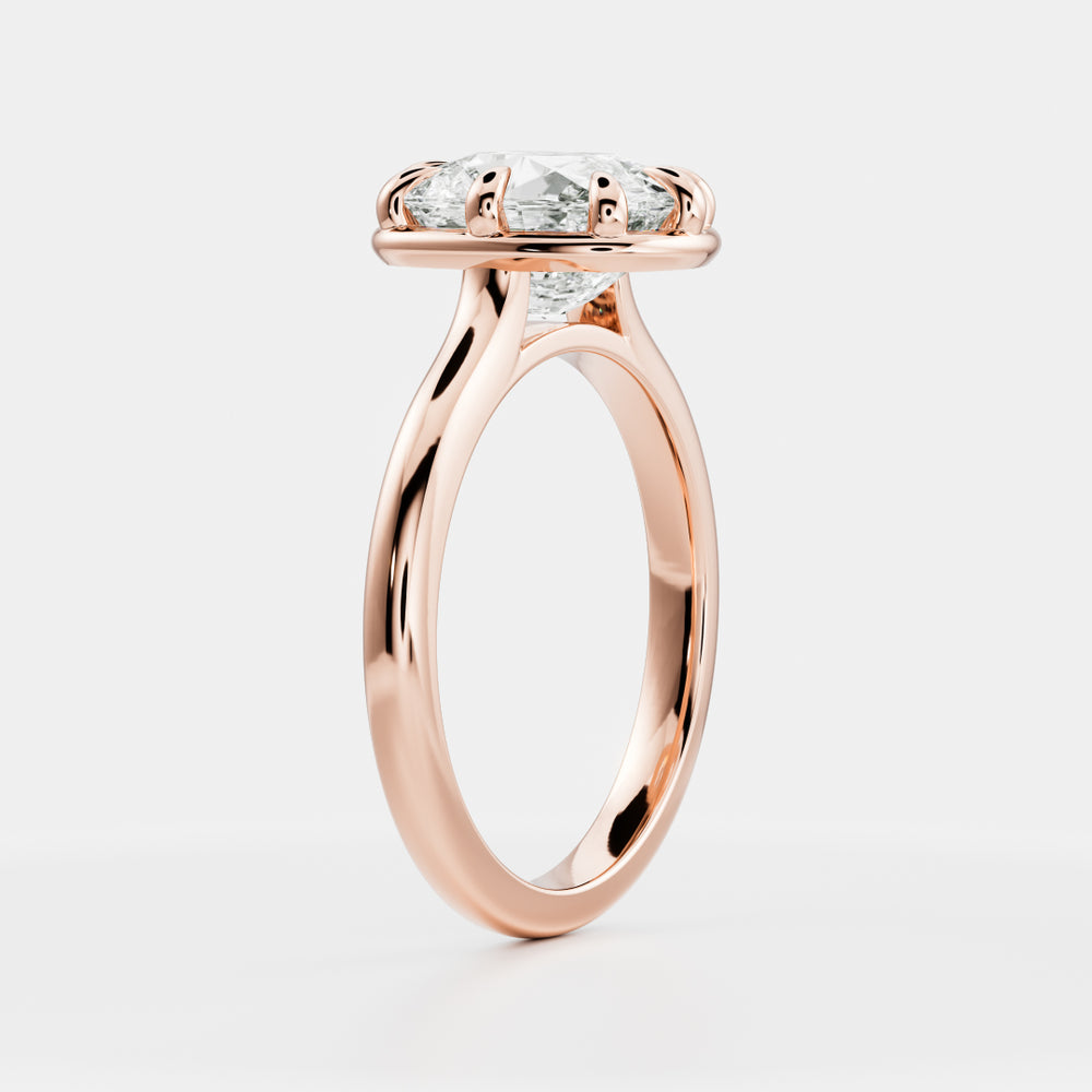 
                      
                        The Ophelia Ring - Elongated Cushion Cathedral Georgian Solitaire
                      
                    