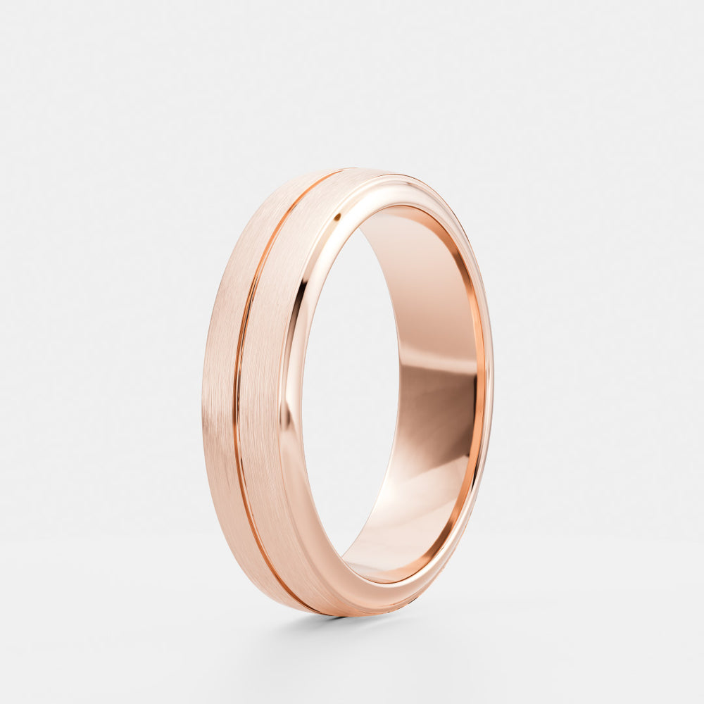 
                      
                        The Nikos Ring - Singular Grooved Brushed Men's Ceremonial Band
                      
                    
