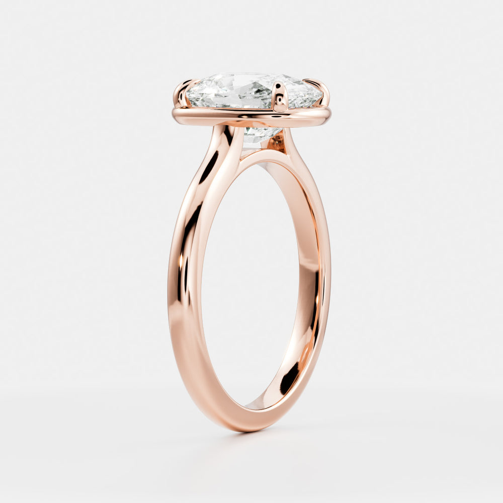 
                      
                        The Ophelia Ring - Elongated Cushion Cathedral Georgian Solitaire
                      
                    