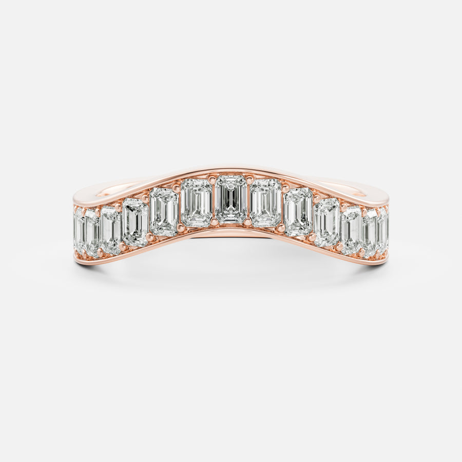The Arielle Ring - Emerald Curved Wedding Ring