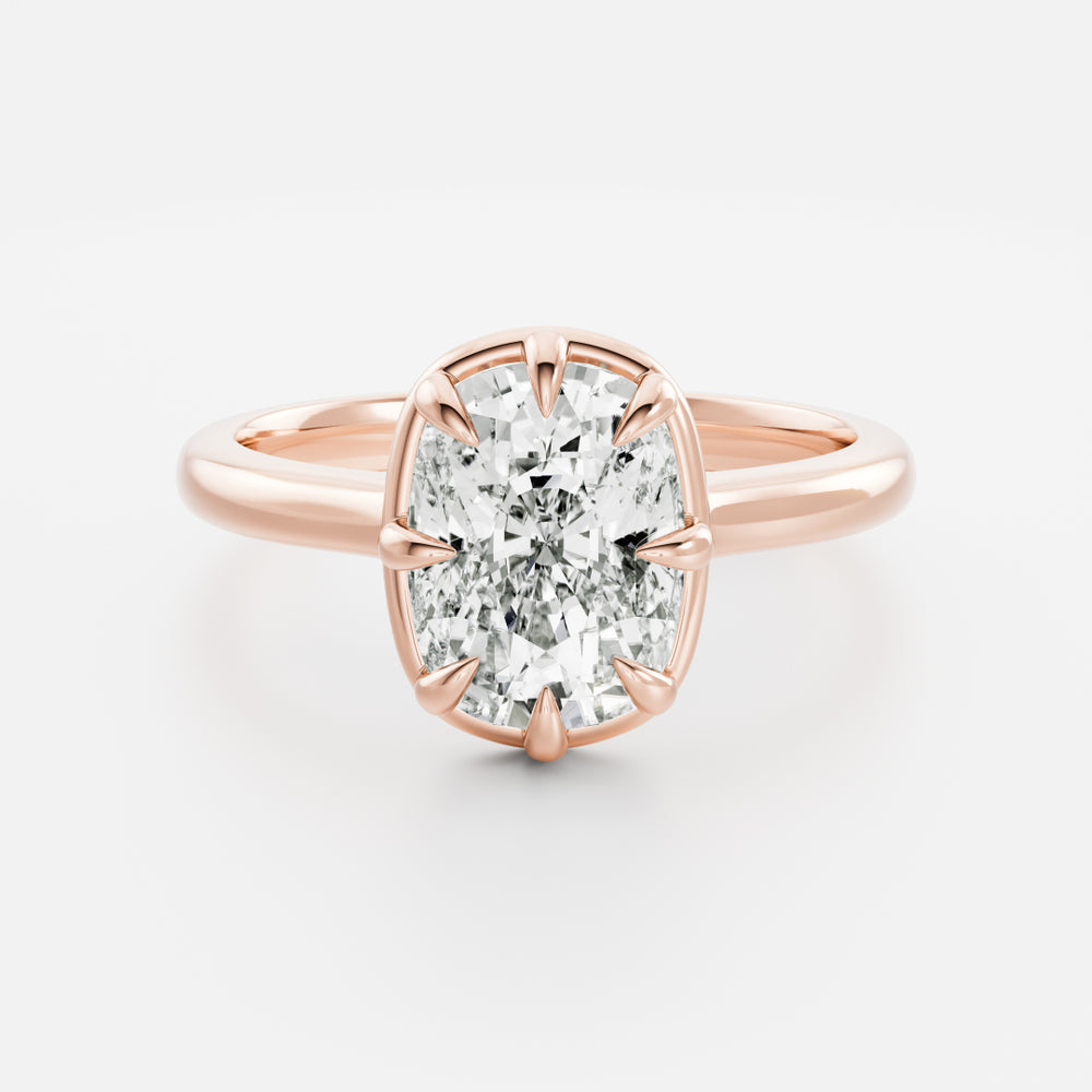 
                      
                        The Ophelia Ring - Elongated Cushion Cathedral Georgian Solitaire
                      
                    