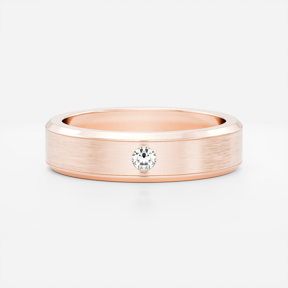 
                      
                        The Adonis Ring - Round Brilliant Inlay Brushed Men's Ceremonial Band
                      
                    