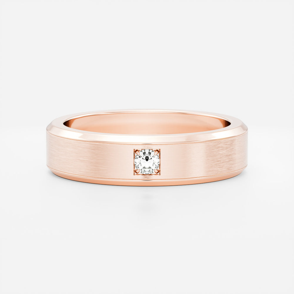 
                      
                        The Adonis Ring - Round Brilliant Inlay Brushed Men's Ceremonial Band
                      
                    