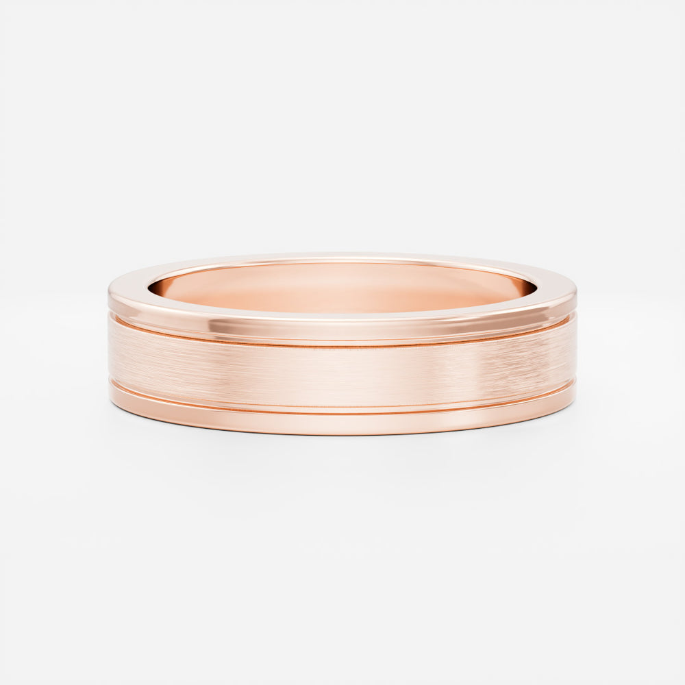 
                      
                        The Hugo Ring - Brushed Dual Grooved Men's Ceremonial Band
                      
                    
