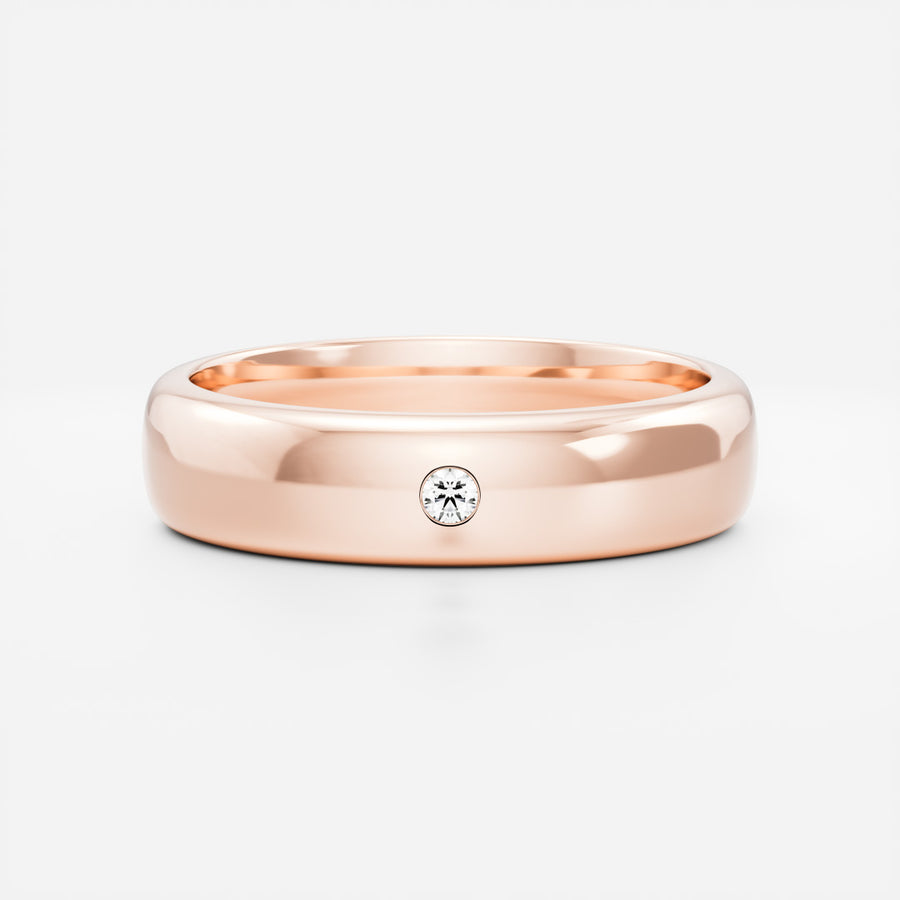 The Alexander Ring -  Round Brilliant Inlay Comfort Fit Men's Wedding Band