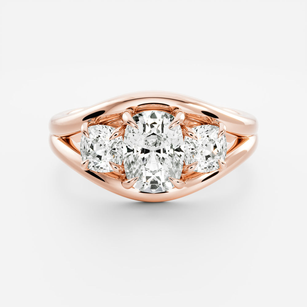 
                      
                        The Oriana Ring - Split Shank Elongated Cushion and Cushion Trilogy
                      
                    