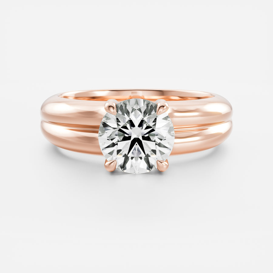 The Adele Ring - Low Set Round Double Band Solitaire