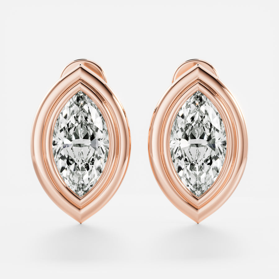 The Adira Earrings - Marquise Double Bezel Studs